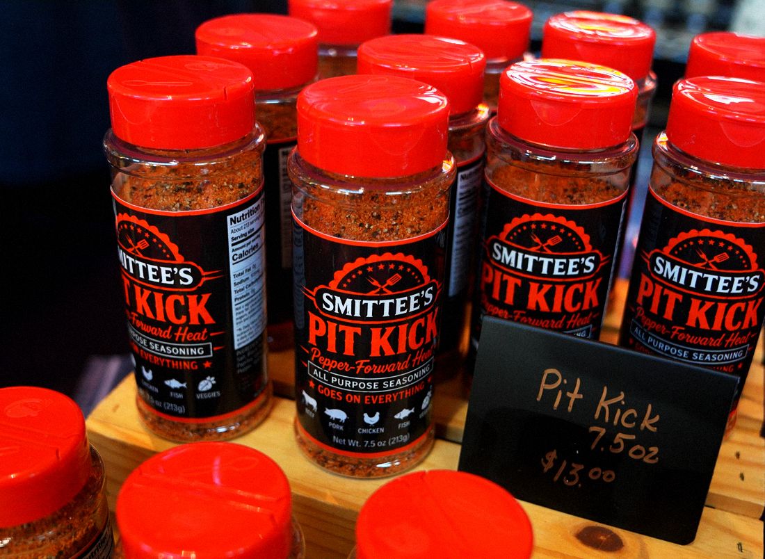 Smittee's Pit Kick jars on display